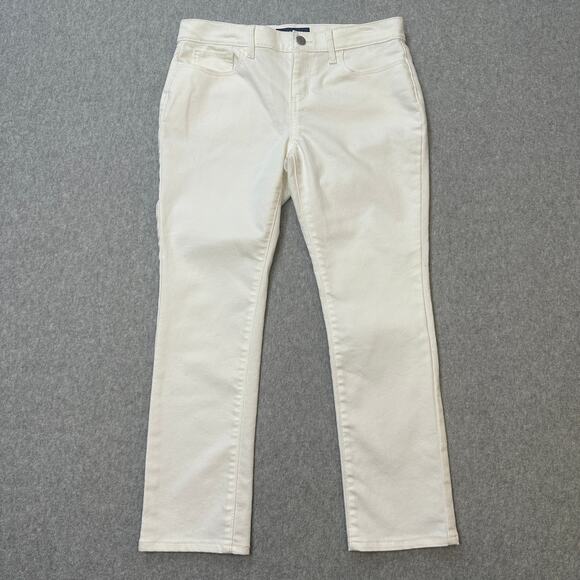 Old Navy Jeans SZ 14 Skinny Capri Mid Rise Callalily White Denim Stretch Button - Picture 1 of 10